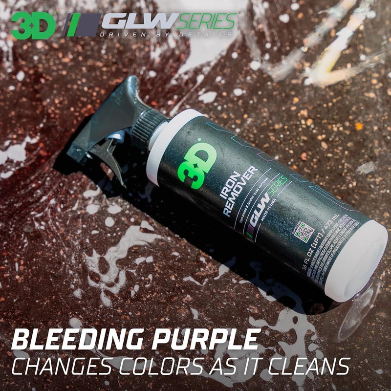 3D GLW Series Iron Remover – Fast Acting Fallout & Brake Dust Cleaner | pH Balanced Wheel & Paint Decontamination | DIY Detailing Spray | Made in USA |16 oz - Image 3